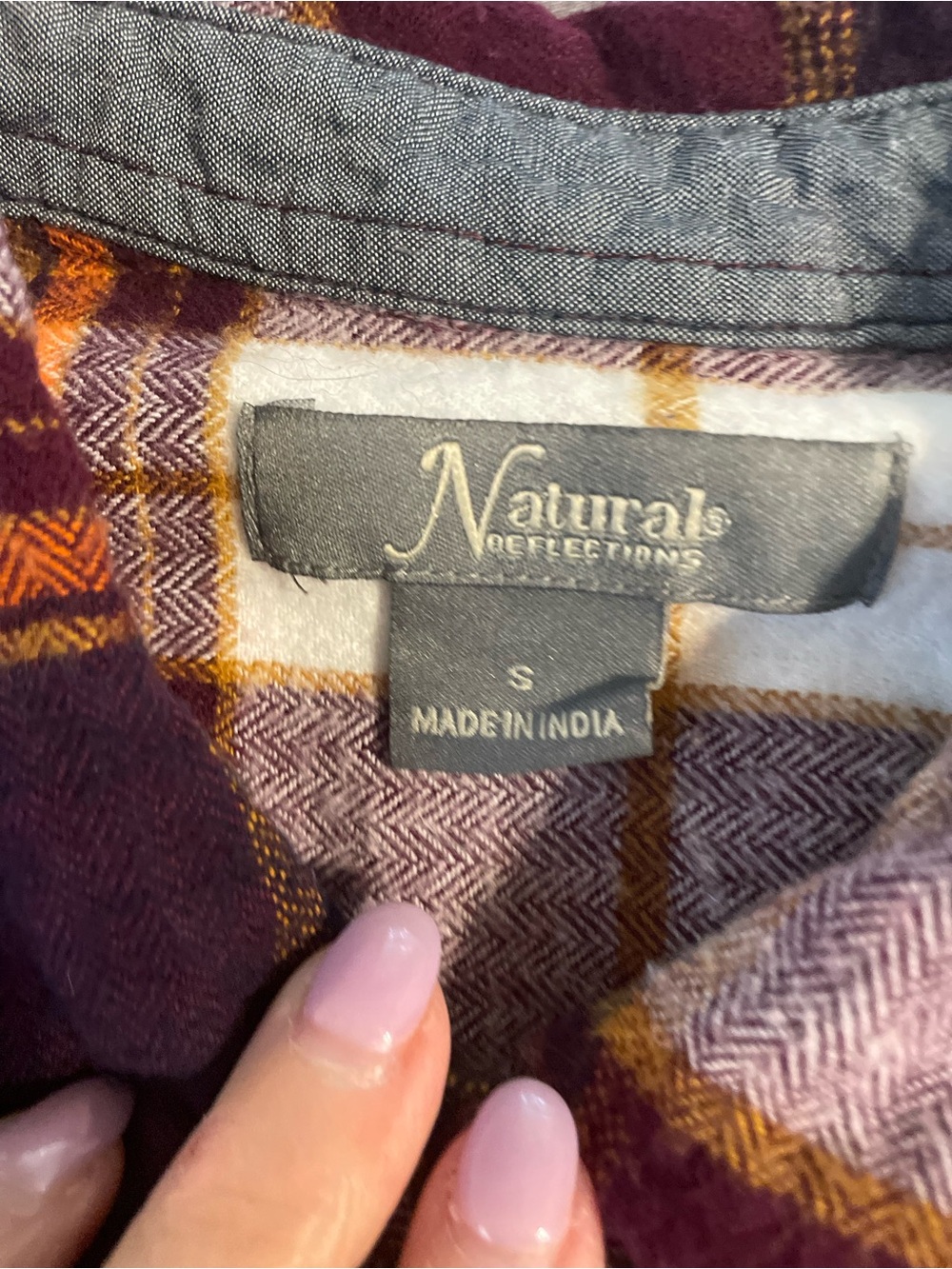 Plaid Button-Front Flannel Shirt - Burgundy - 0879 - Picture 3 of 5